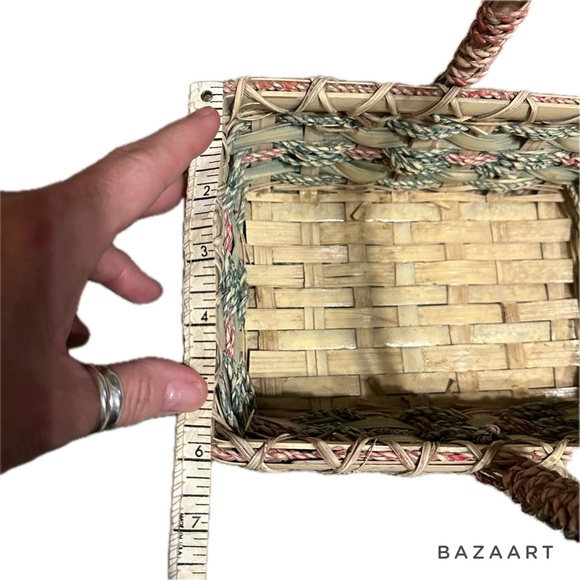 2 Large Beautiful Mauve, Teal Wicker Baskets - Picture 14 of 16